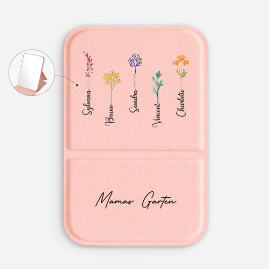 0065AGE1 mamas garten blumen schmetterlinge personalisiertes geschenk taschenspiegel omamama 0065aj8v5a_1