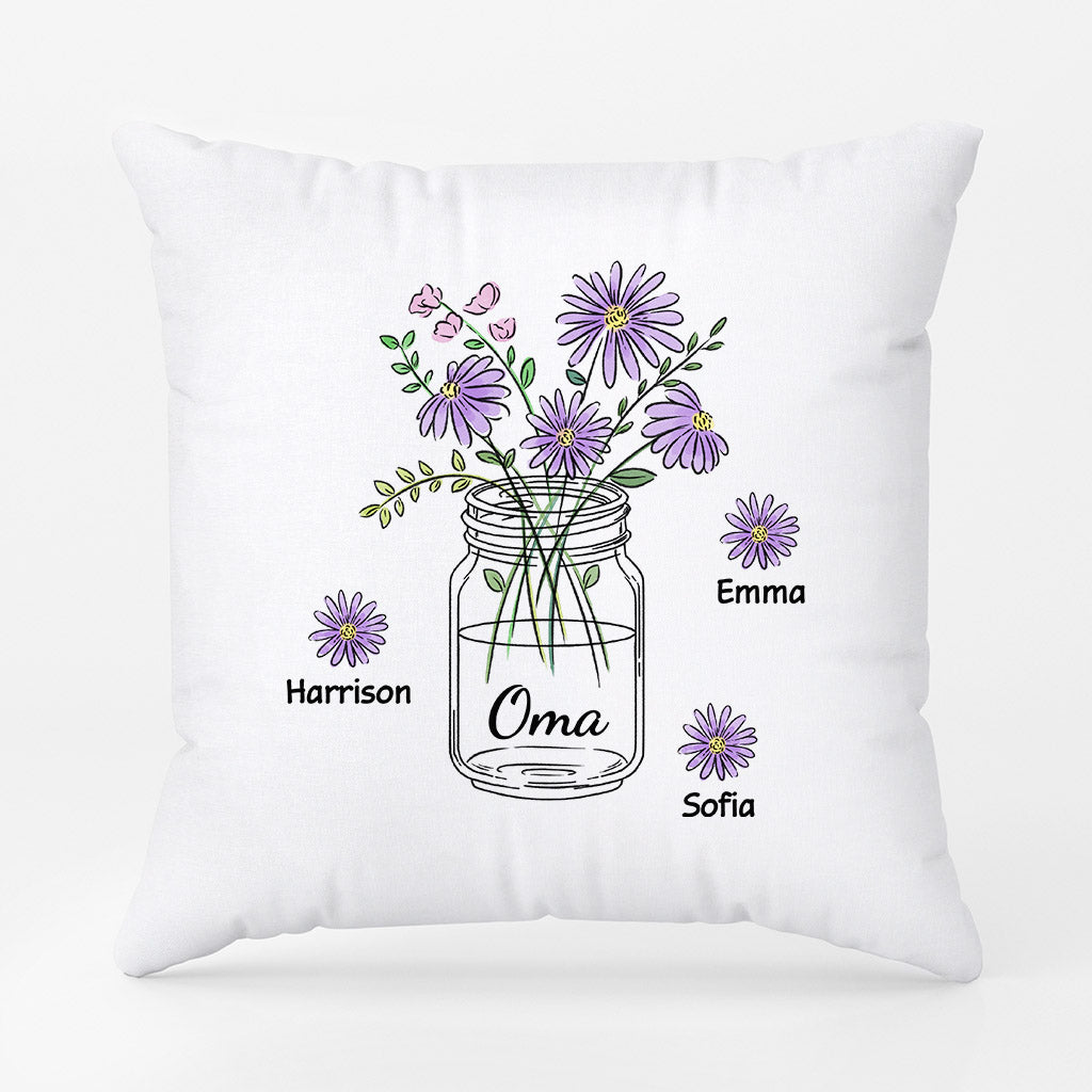 Omas Blumen - Personalisierte Geschenke | Kissen für Mama/Oma