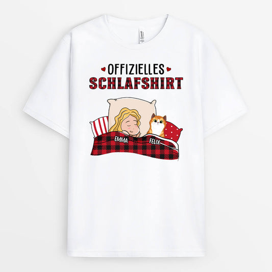 0914GE1 offizielles susses schlafshirt mit katze t shirt