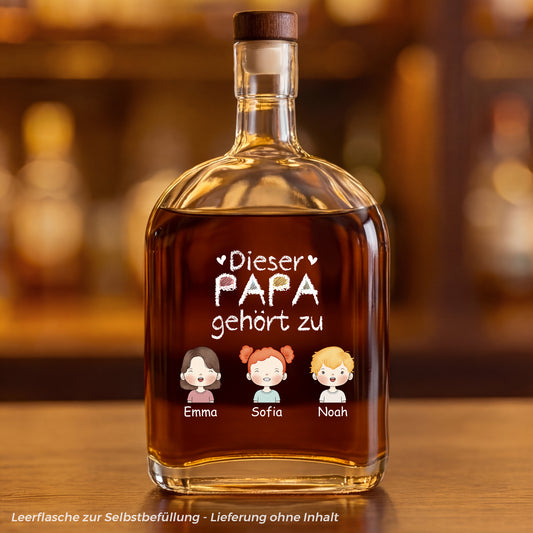 0989AGE1 dieser papa gehort zu personalisiertes geschenk whiskyflasche papa opa buntstifte 0989aicp0b