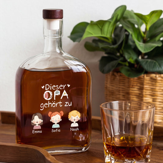 0989AGE2 dieser papa gehort zu personalisiertes geschenk whiskyflasche papa opa buntstifte 0989aicp0b
