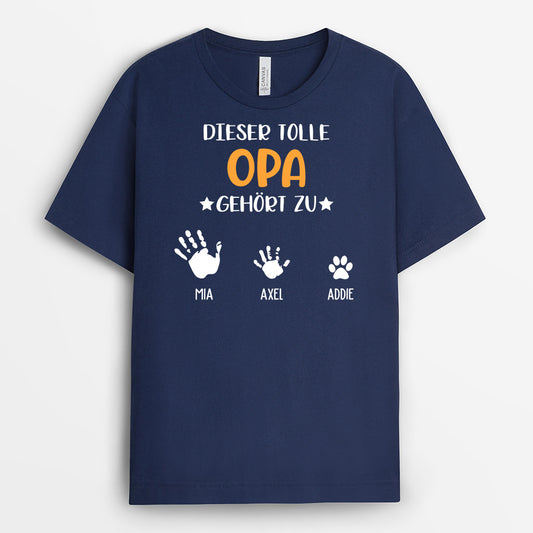 1043AGE2 Personalisierte Geschenke T Shirt Kinder Enkelkinder Hande Papa Opa