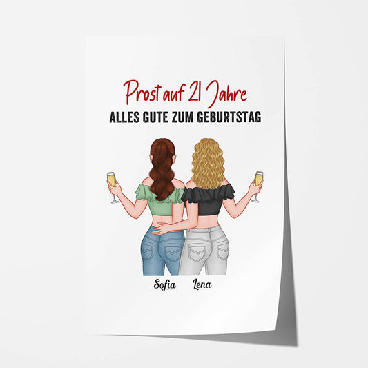 1070SGE1 Personalisierte Geschenke Poster Beste Freudin Geburtstag 25 Schwester