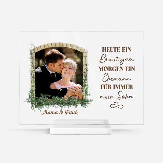 1090RGE1 fur immer mein sohn personalisierte acryl plakette_ sohn mit foto zur hochzeit 1090R8L0G