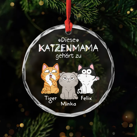 1295OGE1 diese katzenmama gehort zu personalisierte glas ornamente katzen 1295O