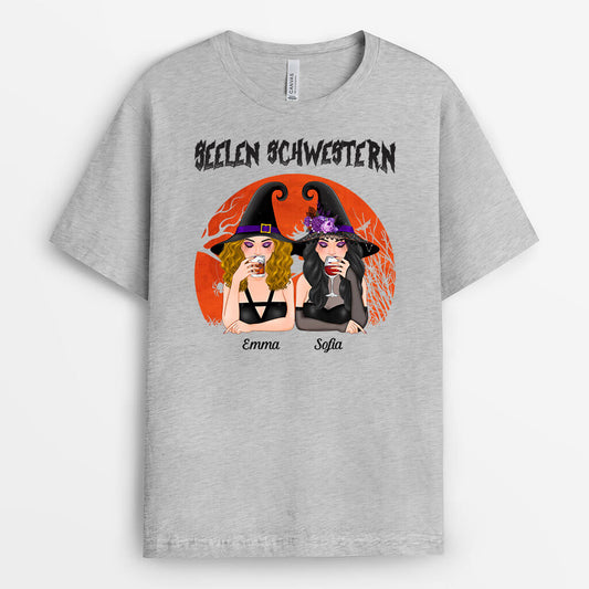 1344AGE2 personalisiertes seelen schwestern halloween t shirt