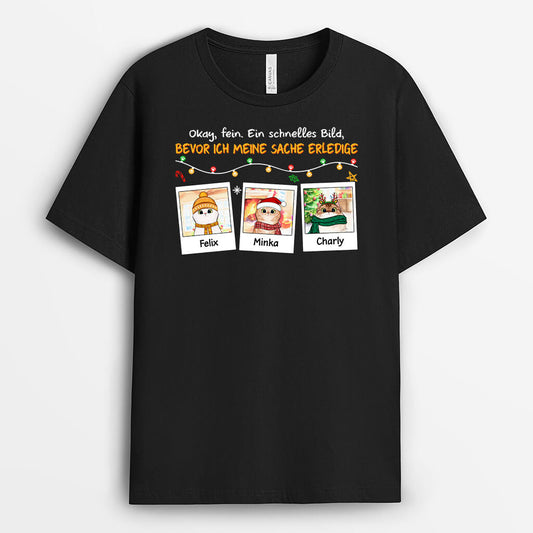 1391AGE2 personalisierter meine katzen sind suchtig nach weihnachtsfotos t shirt