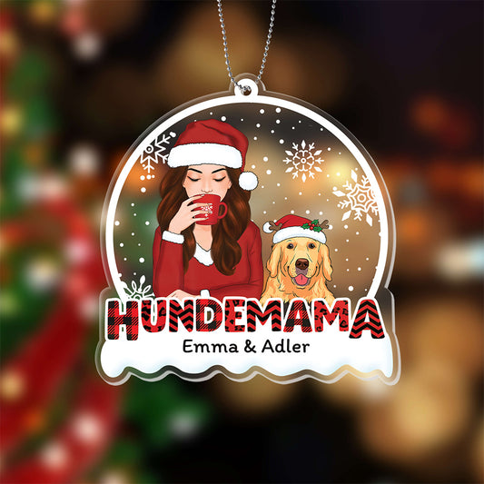 1408OGE2 personalisiertes hundemama rotes muster weihnachten ornament