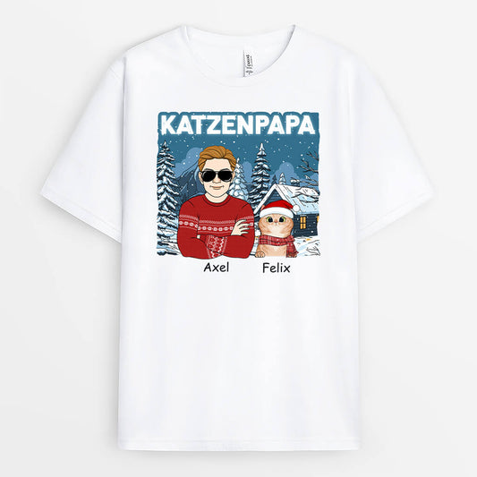 1437AGE1 personalisiertes cooler katzenpapa zu weihnachten t shirt