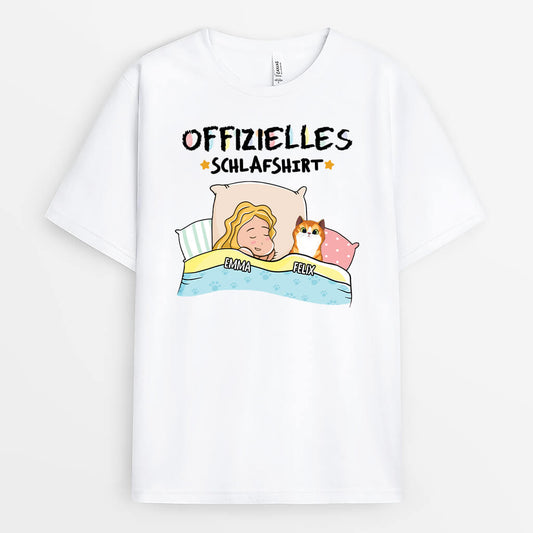 1484AGE2 personalisiertes offizielles schlafshirt mit katzen t shirt