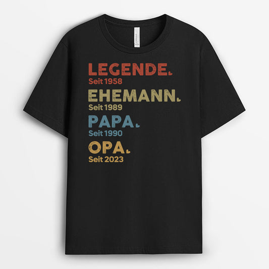 1503AGE1 personalisiertes legende ehemann papa opa seit t shirt