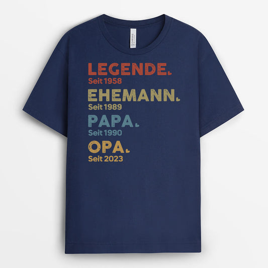 1503AGE2 personalisiertes legende ehemann papa opa seit t shirt