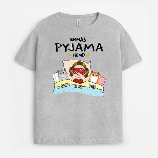 1529AGE1 personalisiertes pyjama hemd mit katze kinder t shirt