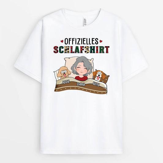 1549AGE2 personalisiertes offizielles schlafshirt mit hunden und roter decke t shirt