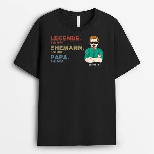 1550AGE2 personalisiertes legende ehemann papa und opa t shirt