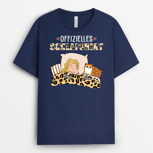 1622AGE2 personalisiertes offizielles schlafshirt mit katzen t shirt