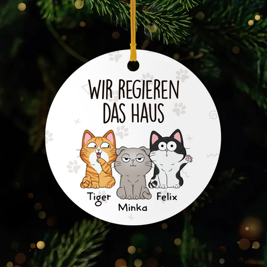 1662OGE1 wir regieren das haus pfoten personalisierte keramik ornamente katzen 1662O3N8D
