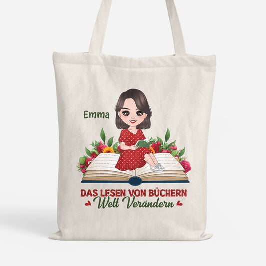1910BGE1 personalisierte das lesen von buchern kann die welt verandern tragetasche