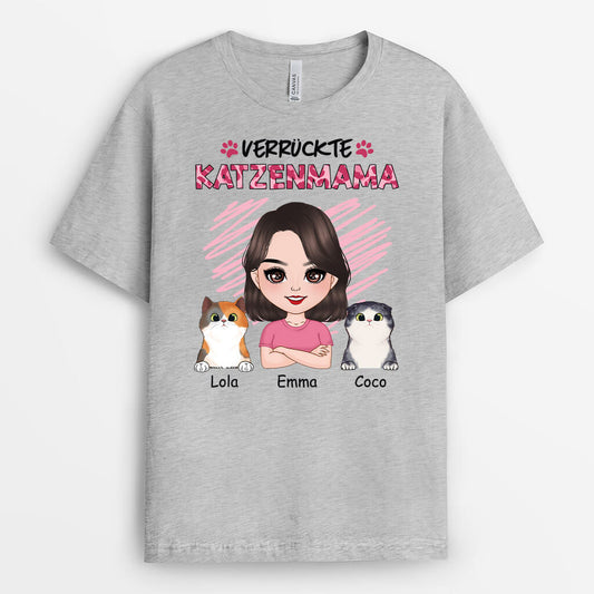 1921AGE2 personalisiertes verruckte katzenmama t shirt