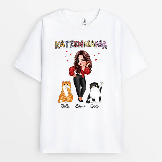 1964AGE1 personalisiertes katzenmama t shirt
