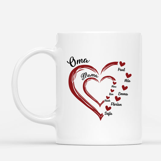 1969MGE3 personalisierte verschachtelte herzen mama oma tasse