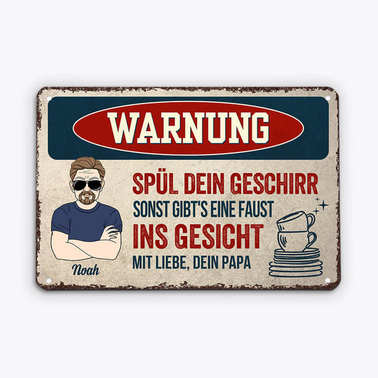 1989EGE2 personalisiertes spul dein geschirr sonst gibts eine faust ins gesicht turschild