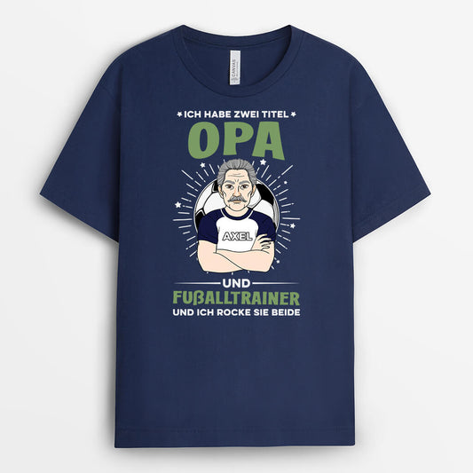 2059AGE2 personalisiertes ich habe zwei titel papa und fussalltrainer t shirt