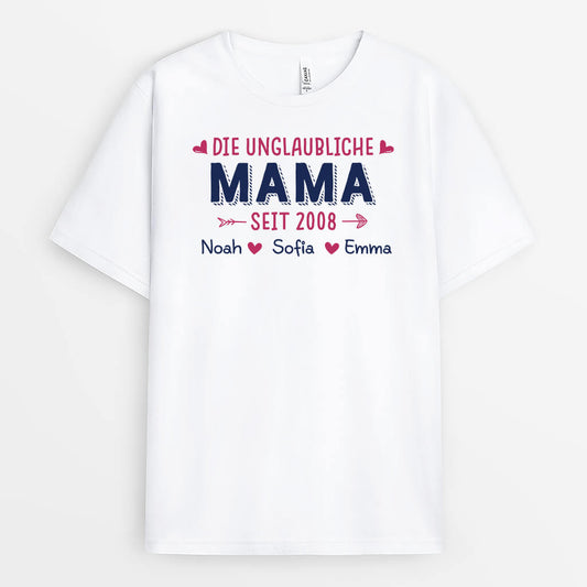 2086AGE1 personalisiertes die unglaubliche mama t shirt