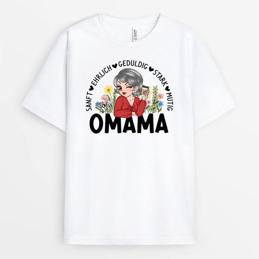 2163AGE1 personalisiertes blumen mama t shirt
