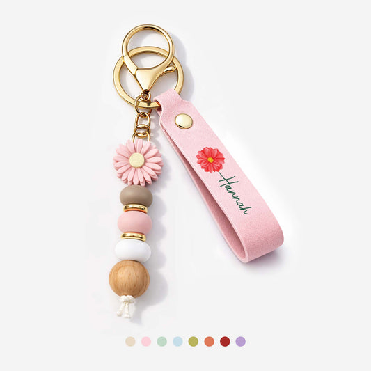 2501MGE1 blume _ name personalisierte geschenke fur frauen uv druck daisy schlusselanhanger perlen 2501mjcl7e
