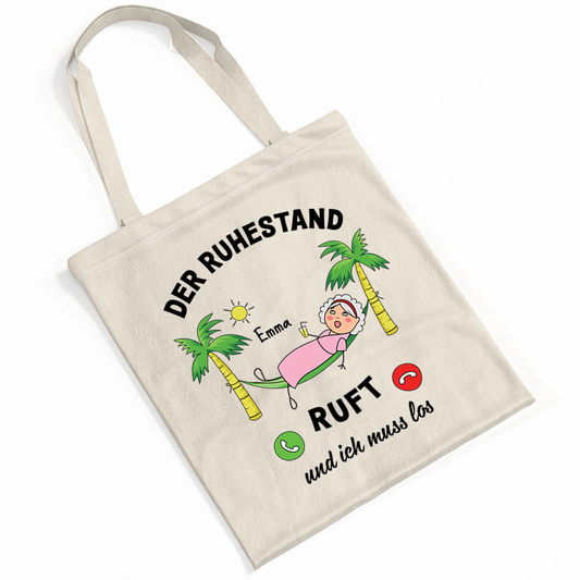 2538BGE2 der ruhestand ruft und ich muss los personalisierte tragetaschen lustig ruhestand frauen 2538BTV7A