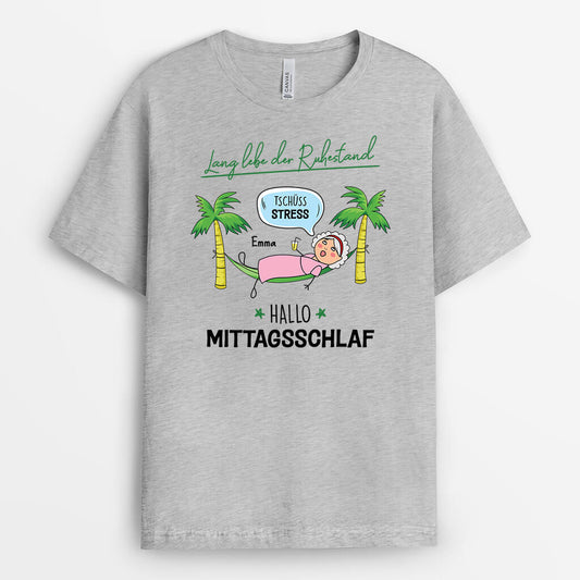 2539AGE2 personalisiertes lang lebe der ruhestand tschuss stress hallo mittagsschlaf manner t shirt