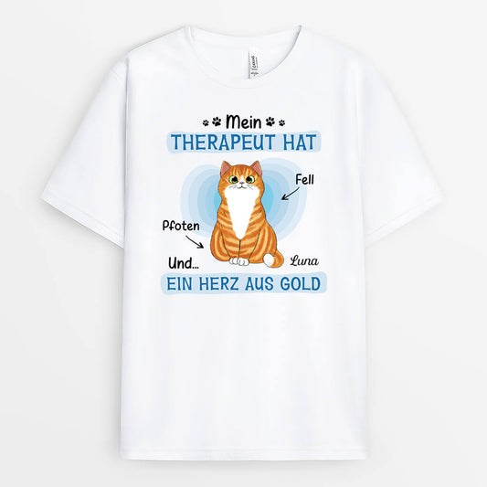 2593AGE2 personalisiertes mein therapeut hat fell pfoten und ein herz aus gold t shirt