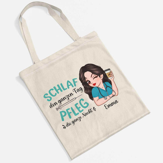 2640BGE2 schlaf den ganzen tag pfleg die ganze nacht personalisierte trangetasche fur krankenschwester