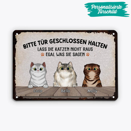 2645EGE2 bitte tur geschlossen halten personalisiertes turschild fur katzenbeliebhaber