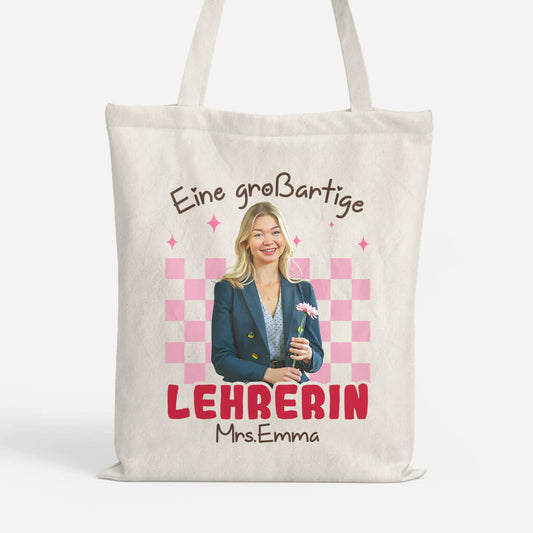 2653BGE1 eine grossartige lehrerin personalisierte tragetasche fur lehrerin