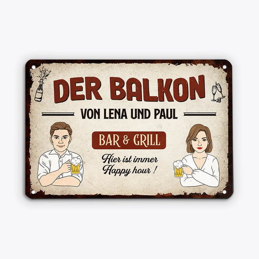 2673EGE1 hier ist immer happy hour personalisiertes turschild fur die familie