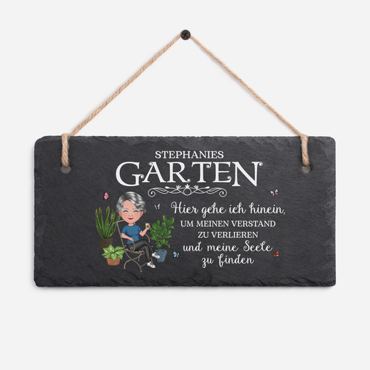 2679AGE1 ab in den garten um den alltag zu vergessen und die seele zu finden personalisiertes geschenk garten schiefer gartenschild frauen 2679ae8h8h