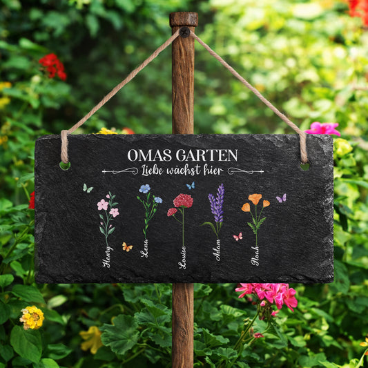 2714AGE2 mamas garten hier wachst liebe personalisiertes geschenk uv druck schiefer gartenschild omamama 2714ae8p7a