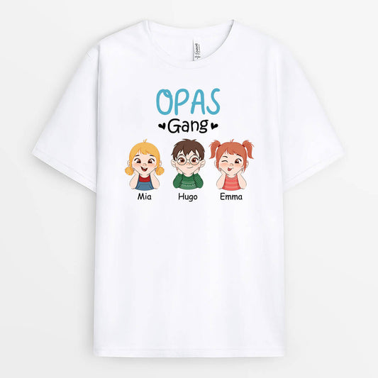 2747AGE1 opas papas bande weisses t shirt fur manner cartoon personalisiert