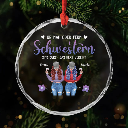 2822OGE1 ob nah oder fern schwestern sind durch das herz vereint weihnachtsschmuck personalisiert_ glas schwestern 2822O8Z5E