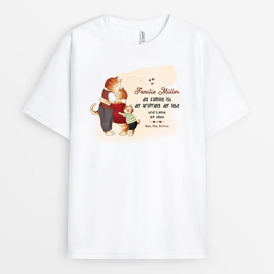 2850AGE1 die familie ist der ursprung der liebe und liebe ist alles personalisiertes t shirt fur die familie