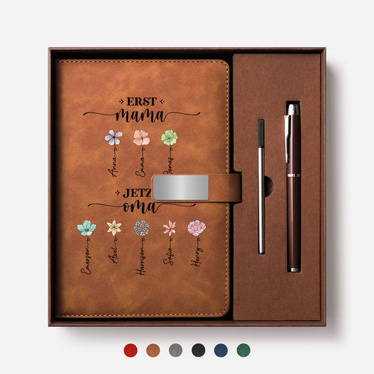 2851MGE1 erst mama jetzt oma personalisiertes geschenk uv druck notizbuch mit stift blumen 2851mo6q5a