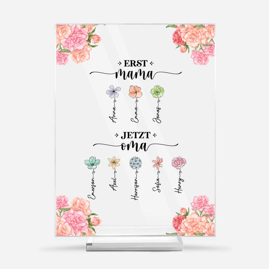 2851RGE1 erst mama jetzt oma personalisiertes geschenk acryl aufsteller mit stander blumen 2851r8q5a