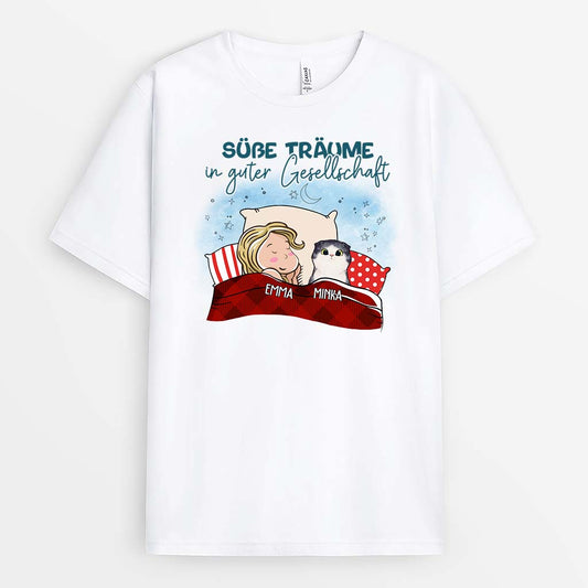 2859AGE1 susse traume in guter gesellschaft personalisiertes t shirt fur katzenliebhaber