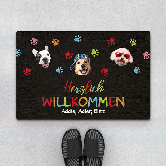 2890DGE1 herzlich willkommen personalisierte fussmatte fur hundeliebhaber