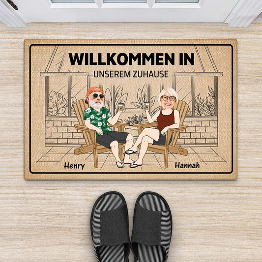 2909DGE2 willkommen in unserem zuhause personalisierte fussmatte fur die familie