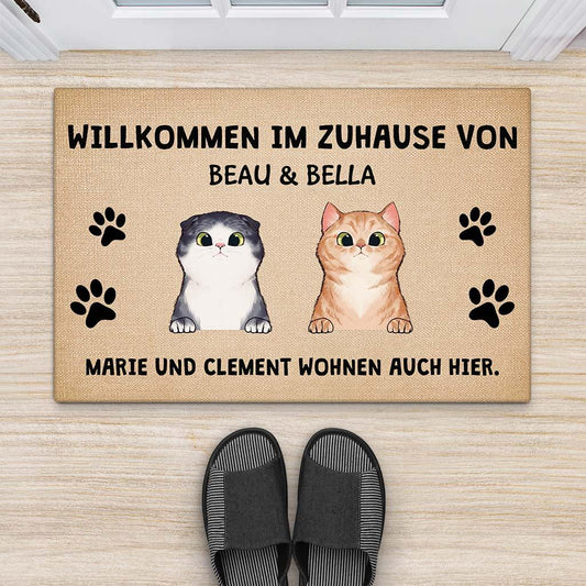 2910DGE2 willkommen in unserem zuhause von personalisierte fussmatte fur katzenliebhaber