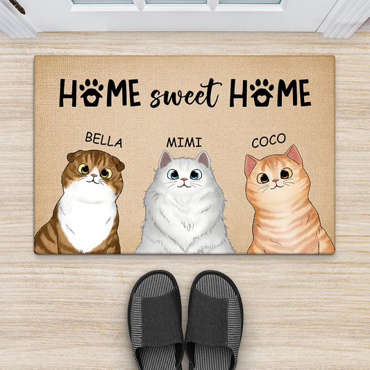 2916DGE2 home sweet home personalisierte fussmatte fur katzenbeliebhaber
