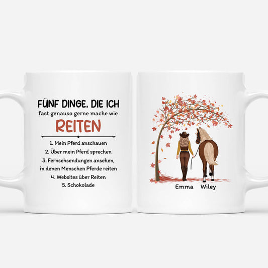 2950MGE1 funf dinge die ich fast genauso gerne mache wie reiten personalisierte tasse fur pferdeliebhaber